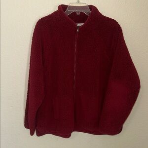 Sonoma Deep Red Faux Fur Jacket